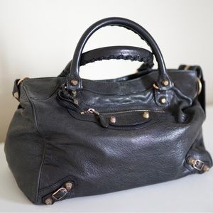 Balenciaga Agneau Giant 12 Rose Gold Hardware City Black